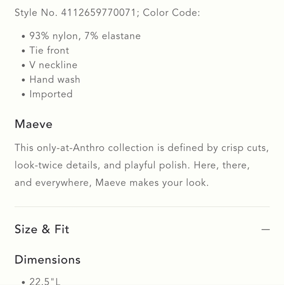 NWT Maeve Tie-Front V-Neck Top - Picture 2 of 2